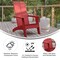 Merrick Lane Piedmont Modern 2 Slat Back All-Weather Poly Resin Wood Adirondack Chair